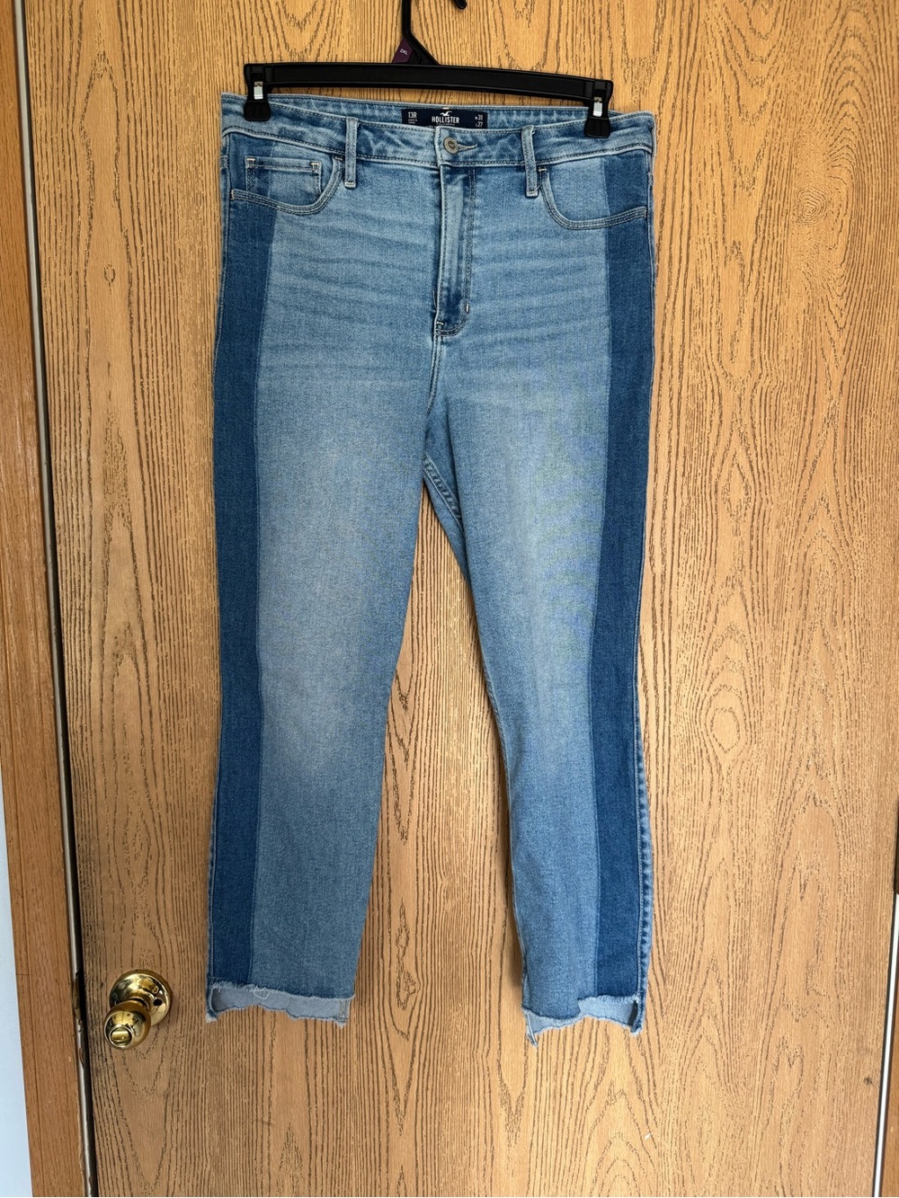 Hollister Two-Tone Light and Medium Blue Ankle Jeans